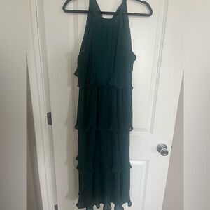 Elegant Dark Green Tiered Dress